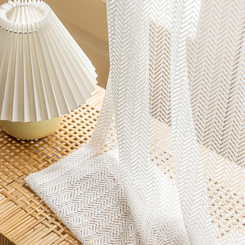 New Arrival Balloon Chiffon White Sheer Tulle Voile Luxury Curtains 100% Polyester Geometric Pattern Modern Shading Living