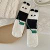1/5 Pairs Sleeping Socks Cartoon Panda Design Thickened Coral Velvet Warm Winter Socks Mid-Tube Floor Socks