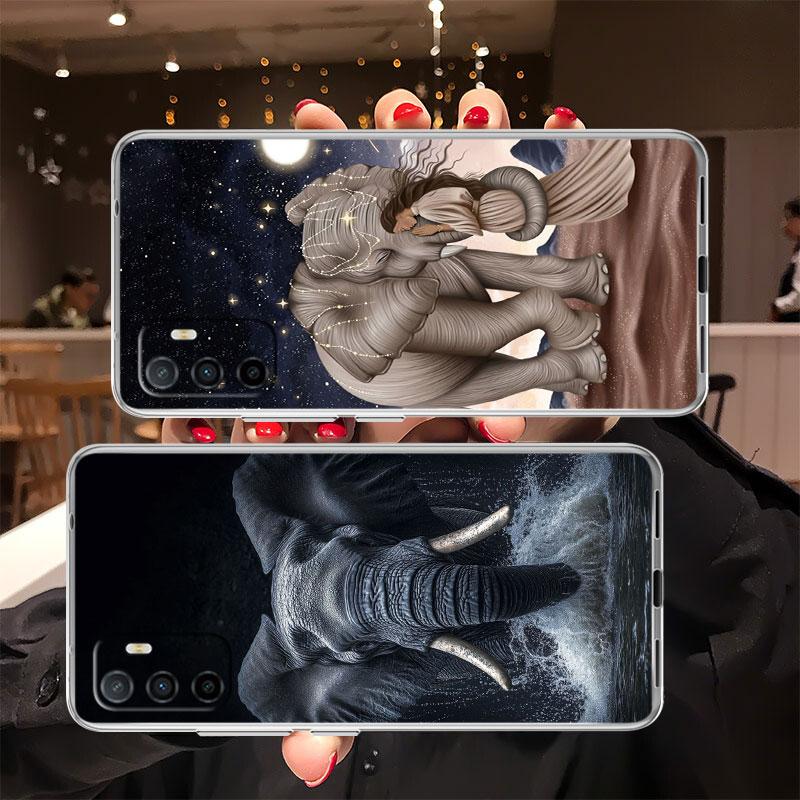 IK4 Animal Elephant Transparent Phone Case for Samsung Galaxy A04 A04S A14 A23 A34 A54 M23 M33 M52 M53