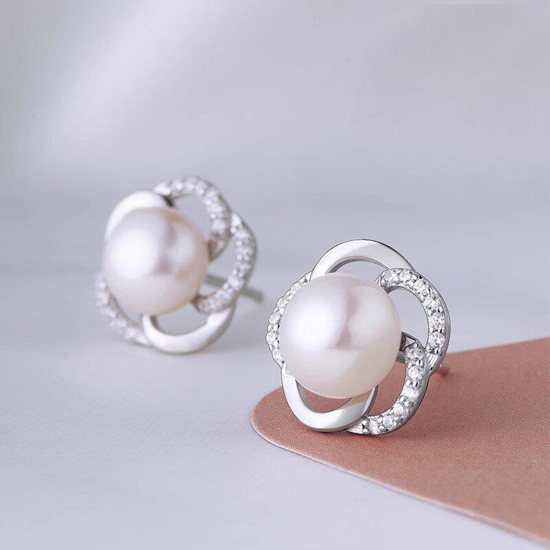 Exquisite pearl stud earrings, flower fragrant daily accessories, gentle and fashionable accessories for commuting ladies