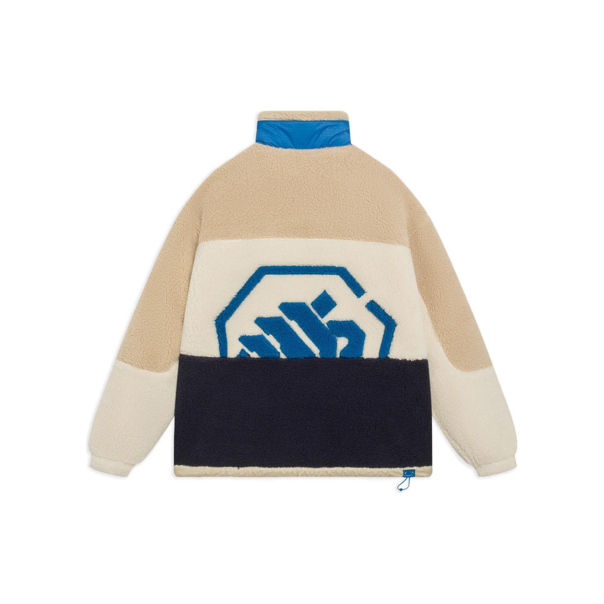 Li-Ning Badfive Color Block Polar Fleece Jacket Khaki Blue Men AFDSA71-1 L