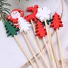 50 Stück/Set Weihnachten Fruchtspieße Einweg Bambusspieße Schneeflocke Weihnachtsbaum Elch Weihnachtsmann Schneemann Spieße Weihnachtsdekoration