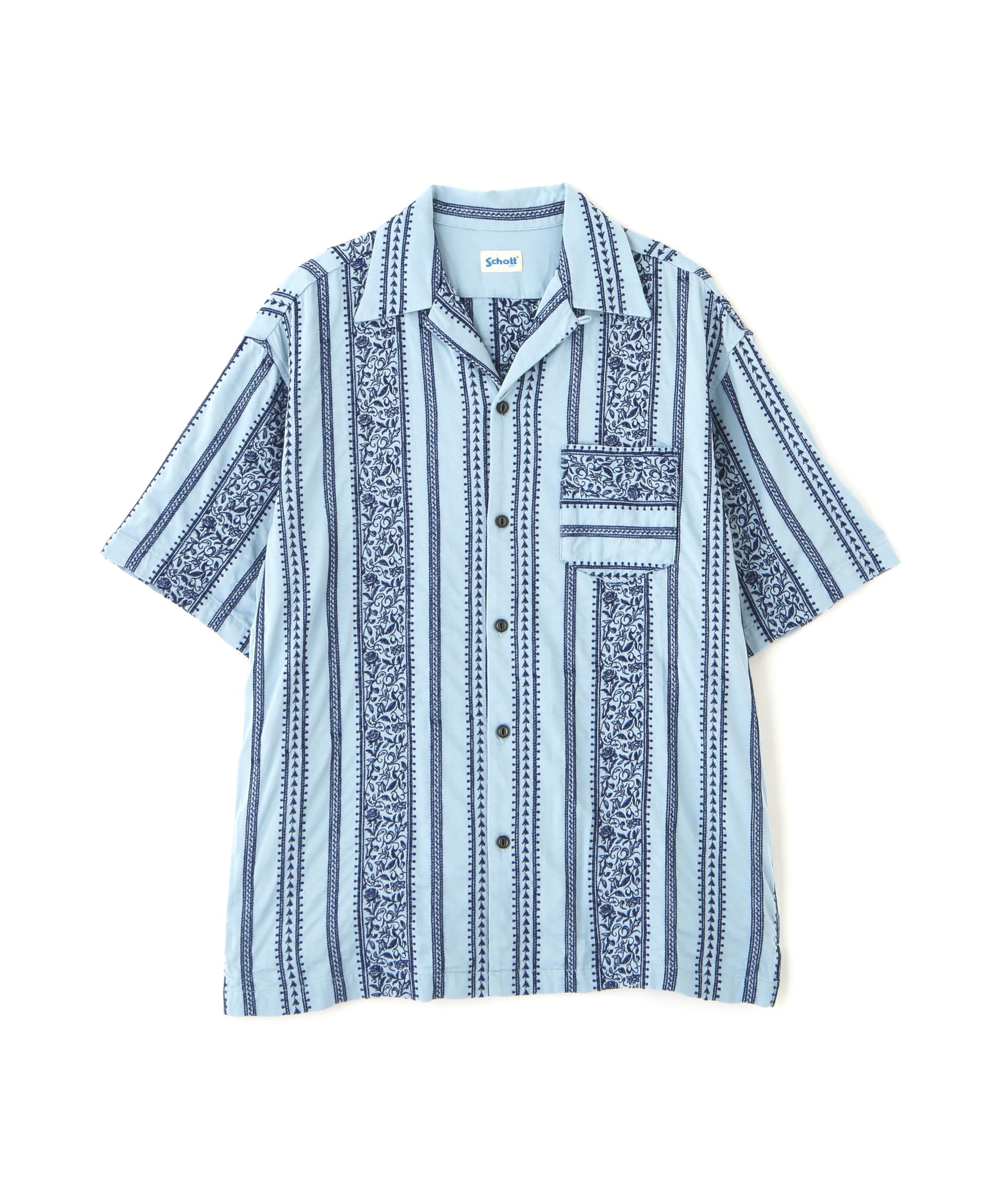 

Schott NYC ГАВАЙСКАЯ РУБАШКА ВЫШИВКА / Вышитая гавайская рубашка / 782-4123011 Мужская M 391 Сапфир