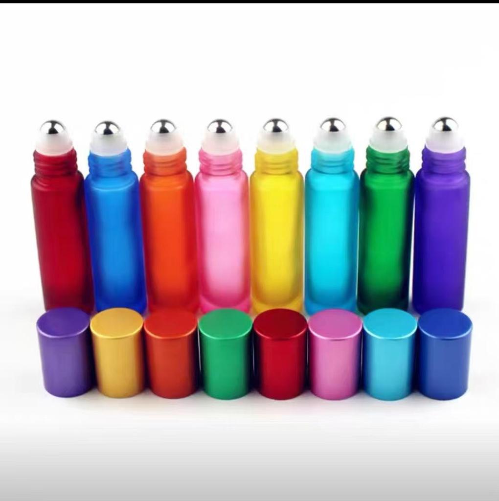 Colored Frosted Glass Roll-On Bottles for Essential Oils (5ml & 10ml)