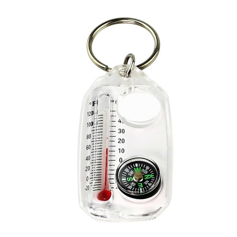 Pocket Survival Compass Multifunction Mini Keychain Camping Compass Thermometer Outdoor Climbing Tester Survival Guiding Tool