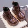 Girls' Handsome Leather Boots Fashionable and Comfortable Leather Shoes Fashionable and Versatile Short Boots Plush Cotton Boots