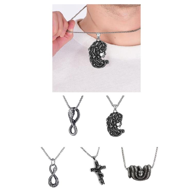 Gotický přívěsek Ouroboros Had Náhrdelník Jedinečný Ouroboros Had Náhrdelník Řetízek z Nerezové Oceli pro Módní Nadšence