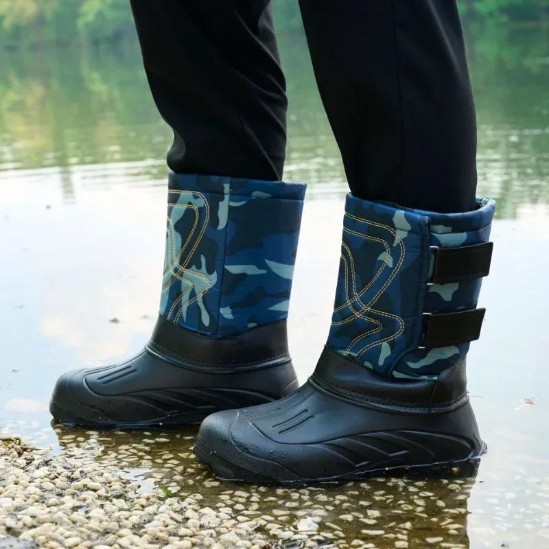 2025 Men's EVA Rain Boots Outdoor Winter Snow Boots Men's Plush Warm Cotton Shoes Fishing Boots Botas De Trabajo Hombre