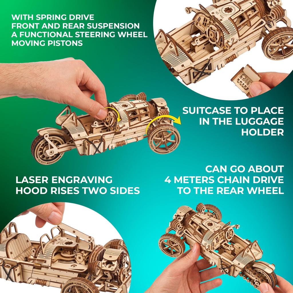 Ugears Trike UGR-S Wooden Puzzle 3D Craft 70216 3D Puzzle No Glue or Tools Required