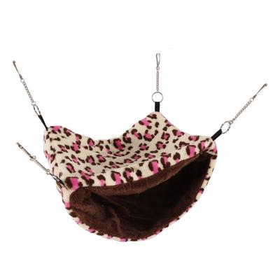 Small Pet Cage Hammock Plush Soft Warm Double Layer Pet Hanging Bed for Squirrels HamstersPink Spots