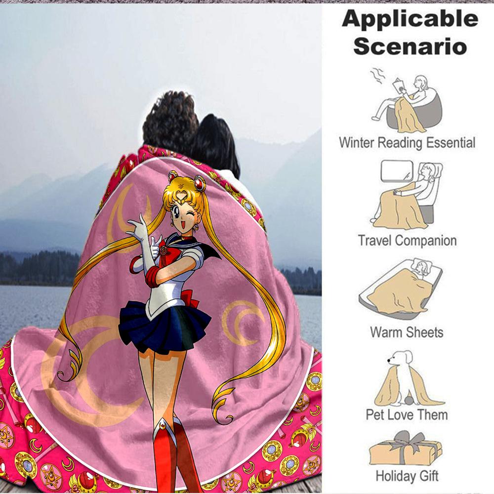 1PC Sailor Moon Blanket, Throw For Sofa, Bed, Travel, Camping, Livingroom,