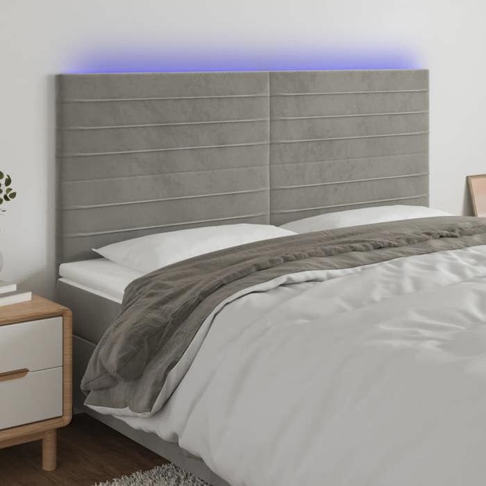 VidaXL LED Headboard Bedroom Furniture Double Bed Accessory Head of Bed Frame Interior Light Grey 3122618