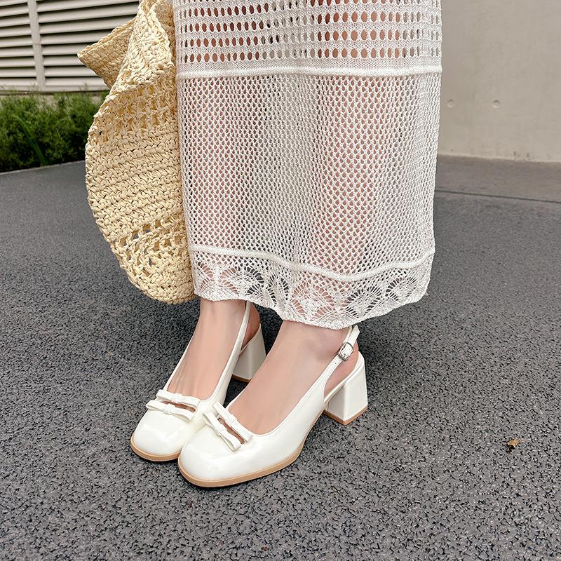 Baotou sandals female summer 2025 new gentle fairy style silver double bow Mary Jane empty sandals female