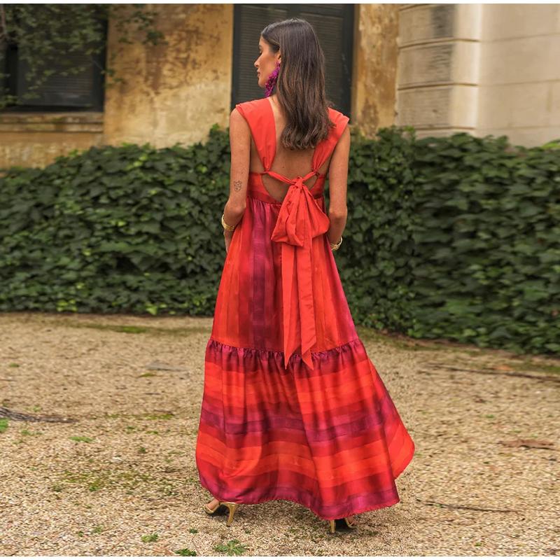 Женское платье-слинг с принтом и бантом — фото 5