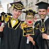 30Pcs/Set Black Golden 2026 Graduation Photo Booth Props With Sticks Pose Sign 2026 Graduation Decorations DIY Dress Up