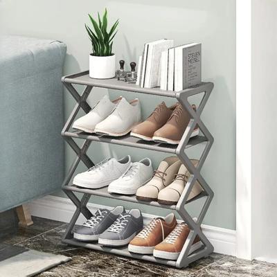 Étagère à chaussures pliable à 4 niveaux, meuble à chaussures portable, meuble à chaussures simple pour dortoir étudiant, rangement anti-poussière