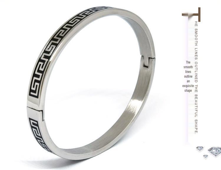 Korean Style Stainless Steel Bracelet - Black, Four Colors, Epoxy Finish, Stacking Design