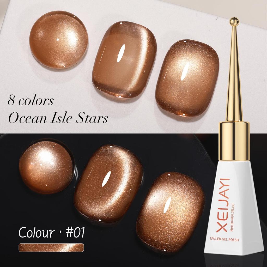 Galaxy Starlight Ice Blue & Purple Cat Eye Sea Glass Crystal Manicure Gel 2025