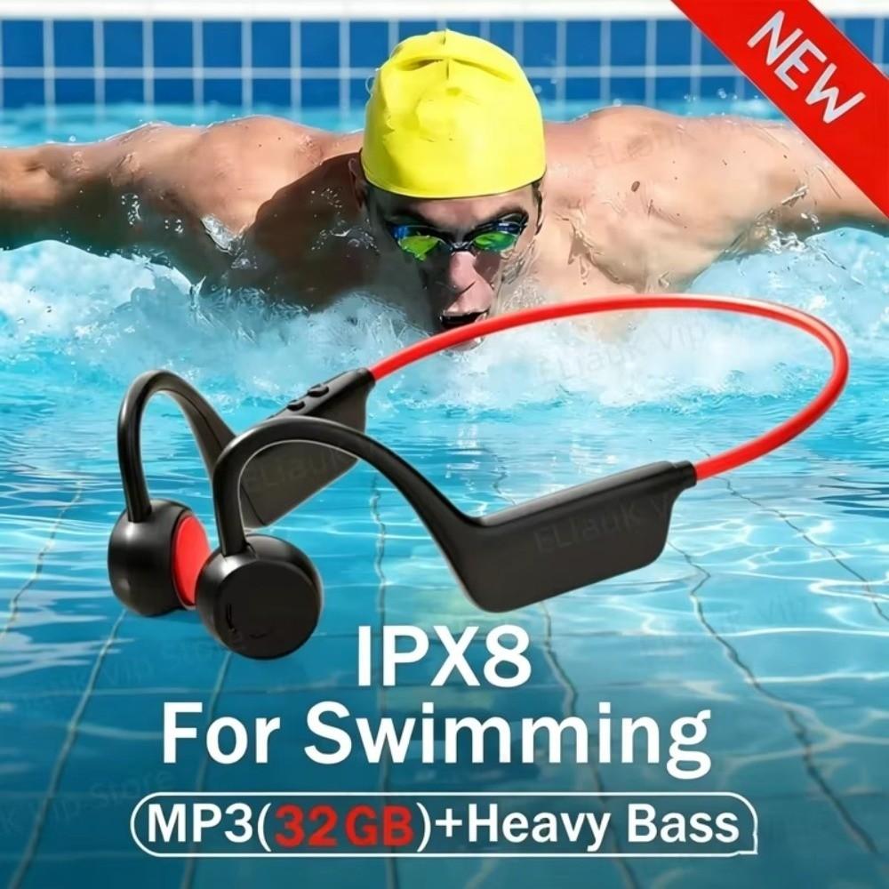 Bluetooth 5.4 Bone Conduction Headphones IPX8 Waterproof Sports Headset Outdoor Activities