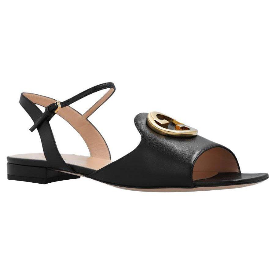Gucci Interlocking G-logo Leather Sandals 729957 C9D00 1000