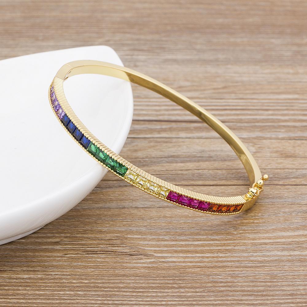 

Nidin New Design Luxury Fashion Bracelets Top Quality Copper Zirconia Cuff Bangle Jewelry For Female Women Party Wedding Gift 56-58mm