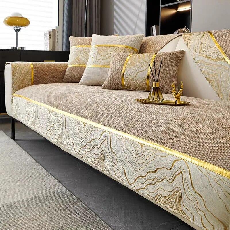 

Синель сплошной цвет с узором сращивания по краям чехол для дивана утолщенная подушка для дивана противоскользящая подушка для дивана Four Seasons для гостиной 70x70cm 1pcs