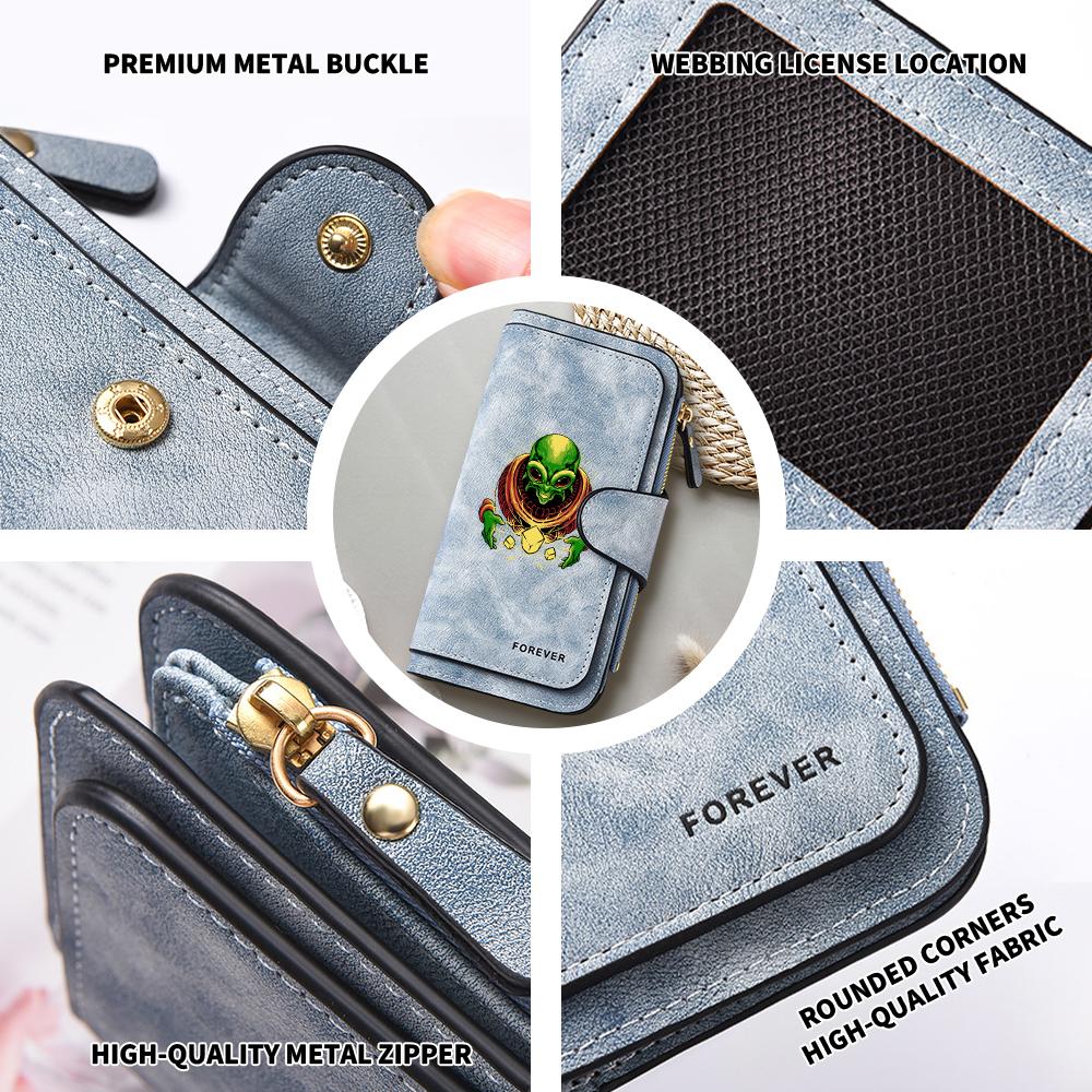 Alien Pattern Long Wallet Fashion Multi Card Holder Portable Purse