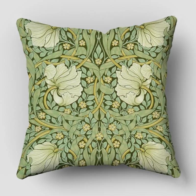 William Morris Pillow Cover Bedroom Home Office Decorative Pillowcase Square Zipper Pillow Cases Satin Fabric Eco-Friendly