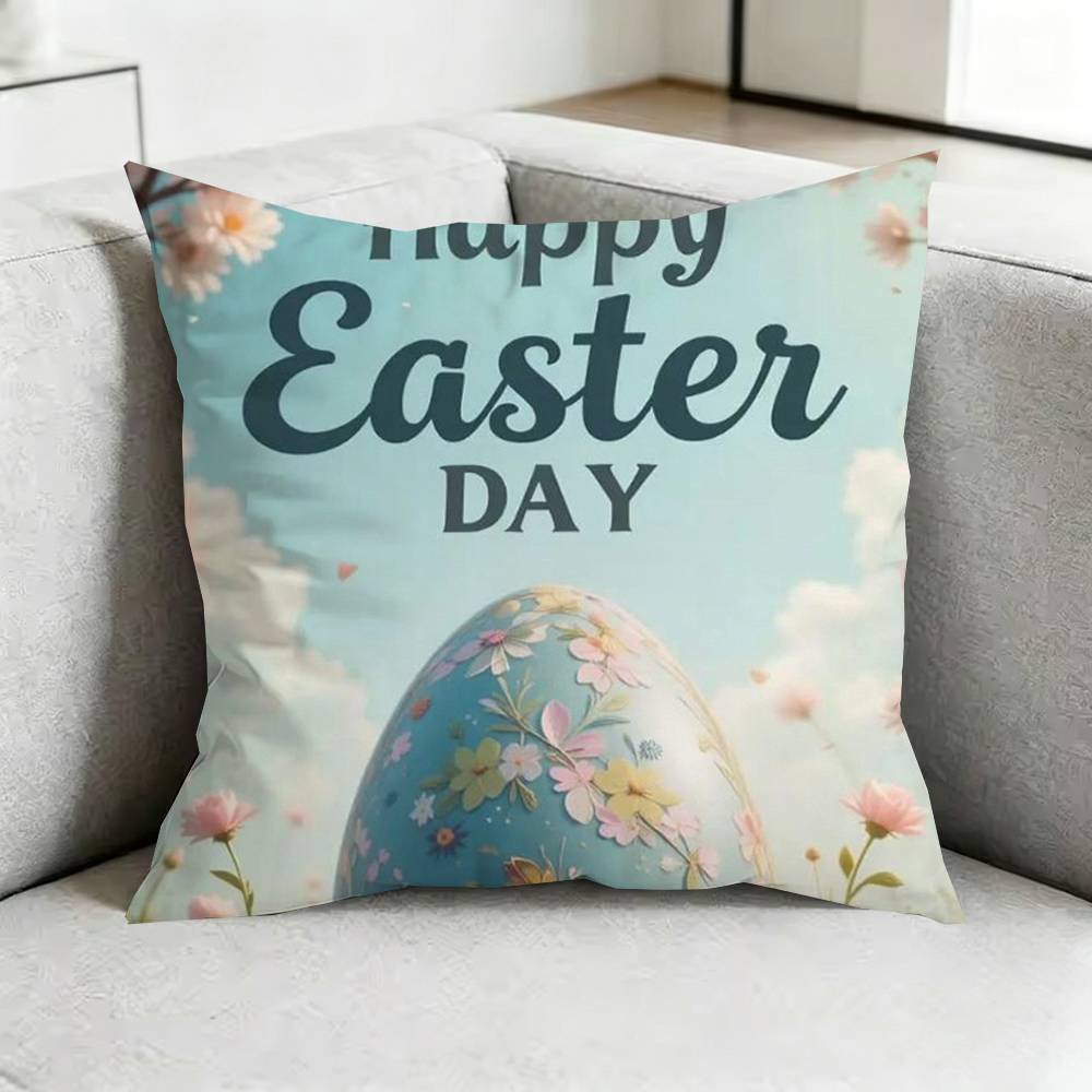 Easter BBunny Eggs Square DoubleSided printed Pillow Case Bedroom Bedside Pillow Sofa Cushion Cover Gift