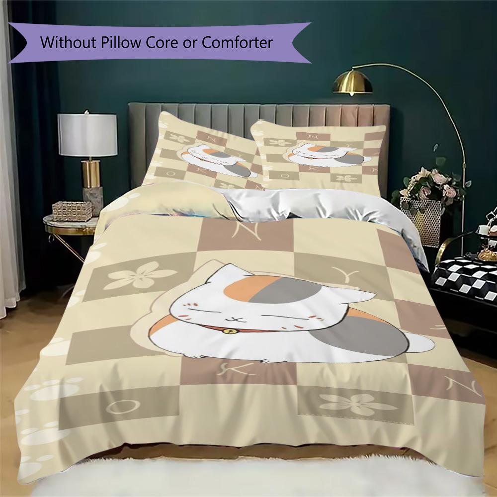 Cartoon kitten Pattern Bedding,Quilt Set Quilt Cover Pillowcase Home Birthday Gift (1*duvet cover+2*pillowcase,without core)XSJT0917375