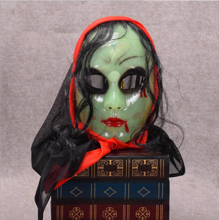 Glowing Red Headband with Long Wavy Hair for Halloween Costume - Ghost, Zombie, Vampire, Skeleton