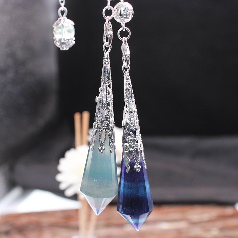 Miao Di Fluorite Crystal Pendant Necklace Adjustable Frequency for Men & Women