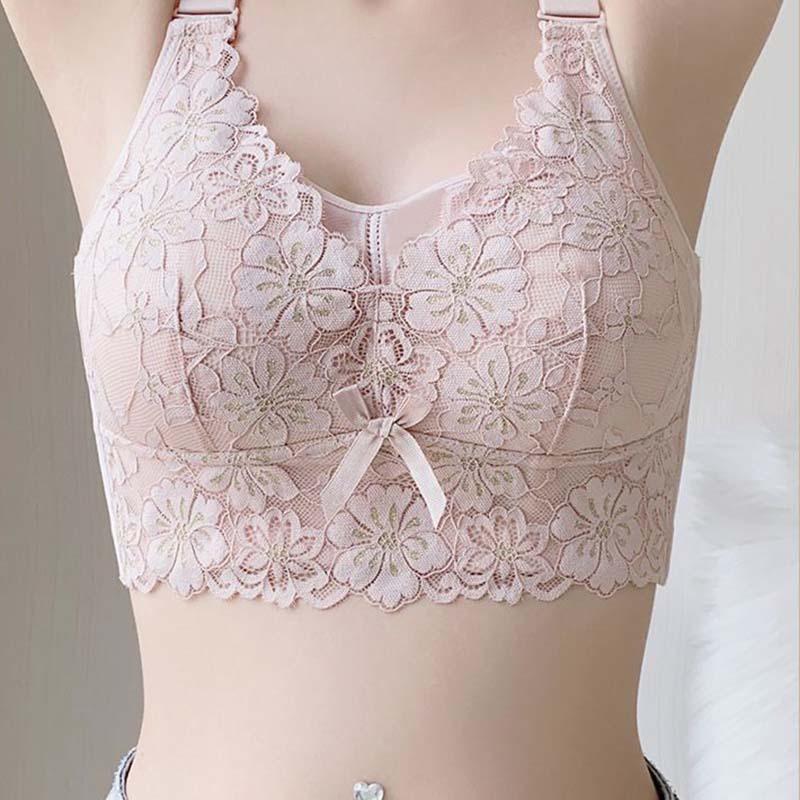 Large Breasts Show Small Without Steel Ring Latex Underwear Ladies Gathered Anti-sagging Adjustable Thin Section Bra