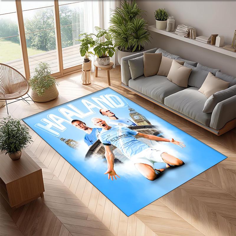 Erling Haaland Printed Flannel Area Rug Non Slip Soft Polyester Floor Carpet Indoor Decor Mat for Bedroom Living Room Sofa