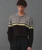 MOONSUN M.C Unisex, Point Stripe Collar Knit / Gray Yellow
