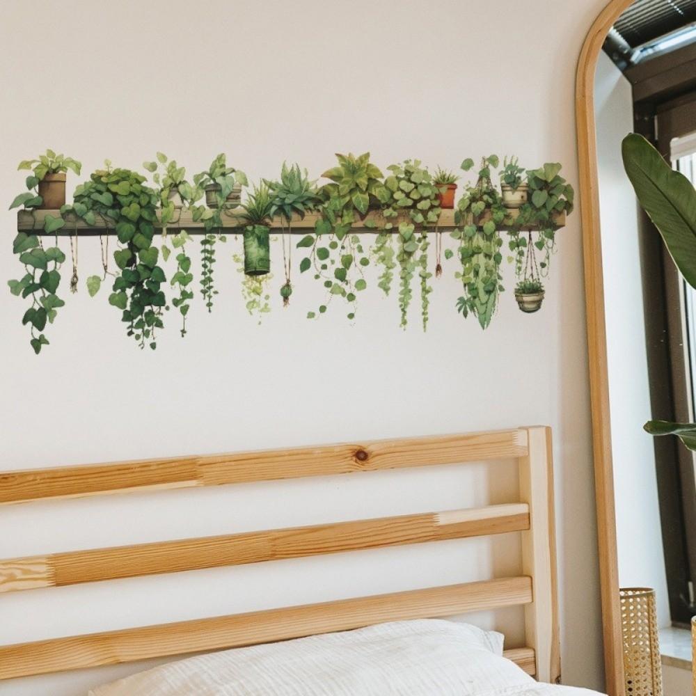 PVC Plant Branch Wall Decoration Hanging Basket Wall Decals Fresh Wallpaper  Background Wall