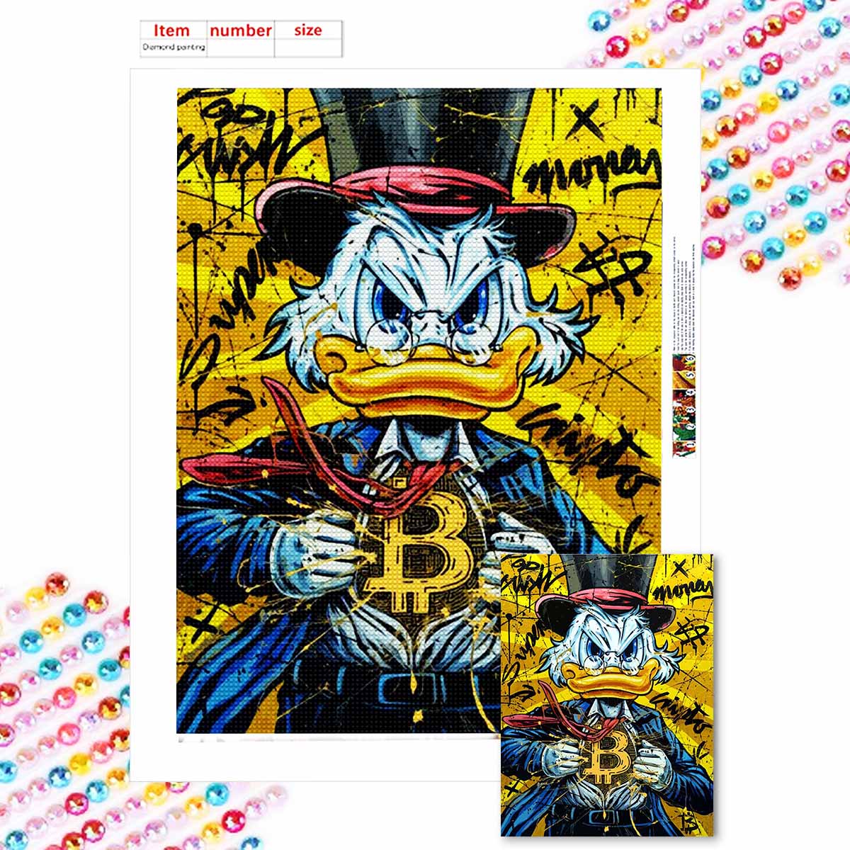 

Наборы для алмазной живописи 5D DIY для взрослых, наборы с полными круглыми кристальными алмазами с изображением Дональда Дака для начинающих, для украшения стен дома Round 20x30cm