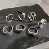 Retro Silver Color Heart Butterfly Ring For Women Punk Geometric Antique Snake Opening Adjustable Rings Y2K Trendy Jewelry Gifts