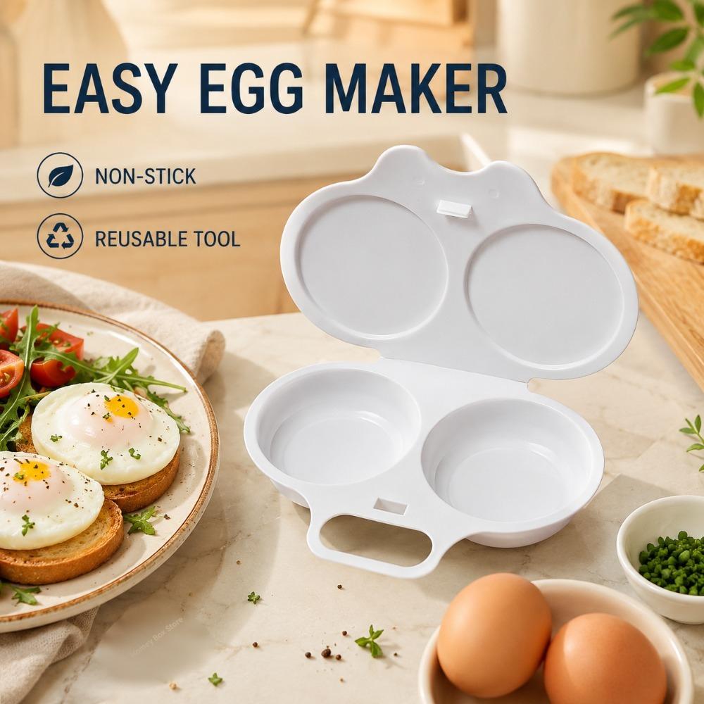 1/3/5pcs Microwave Egg Poacher Reusable 2 Cavity Non‑stick Poached Egg Steamer Maker with Lid Egg Mold Kitchen Cooking Gadgets
