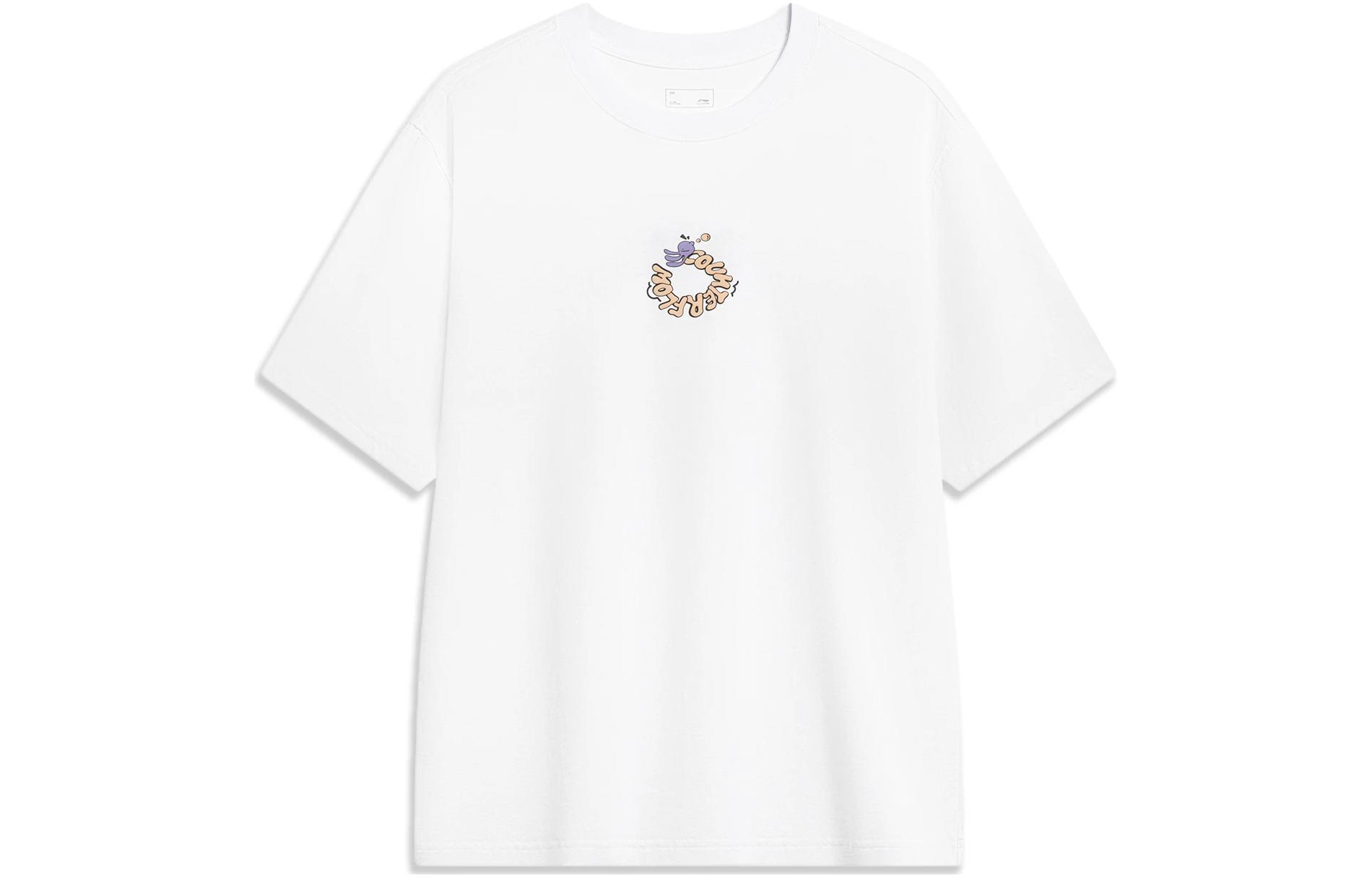 Li Ning T Shirts Unisex Standard White Crew Neck Moderate Straight Fit AHST861-2 XXL