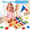 Toddler Montessori Toys Wooden Shape Color Sorting Toys Fine Motor Skill Fishing Game Activities Early Learning Educational Toys