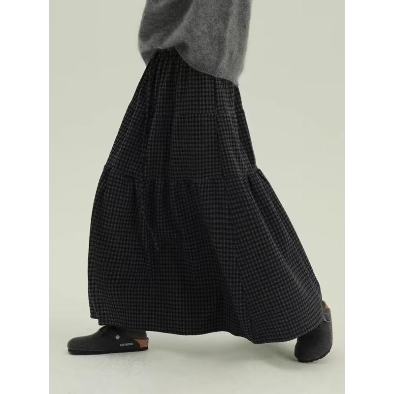 Ретро Клетчатая Художественная Уменьшающая Возраст Юбка для Женщин Medium