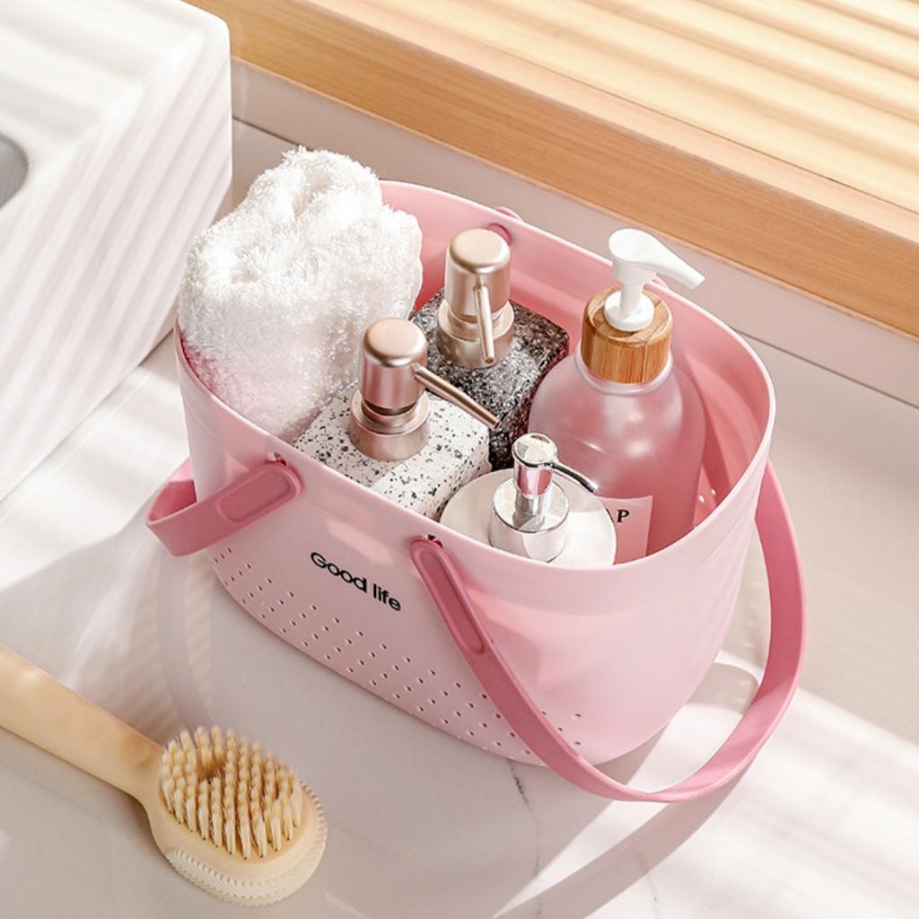 Solid Color Handheld Shower Basket, Can Store Towels, Shower Gel,Facial Cleanser and Other Bathroom Products At The Same Time