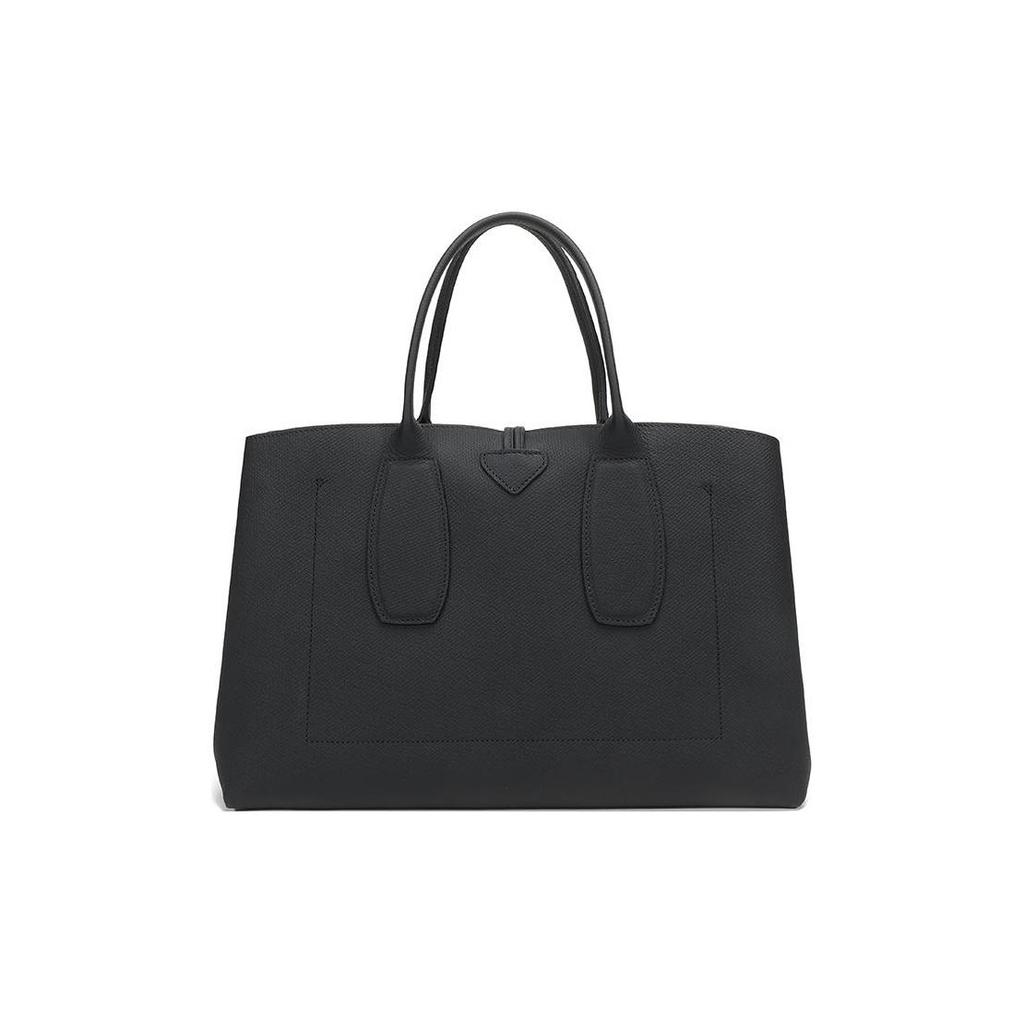 Longchamp Le Roseau Logo Leather Tote Bag 40 Women Tote Bags Black 10059HPN001