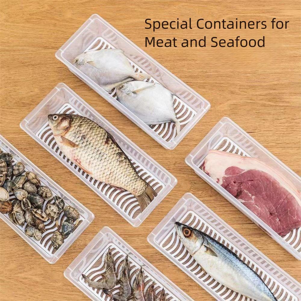 New Transparent Food Storage Box Drain Tray with Lid Refrigerator Organizer Sealed Fresh-Keeping Box Refrigerator