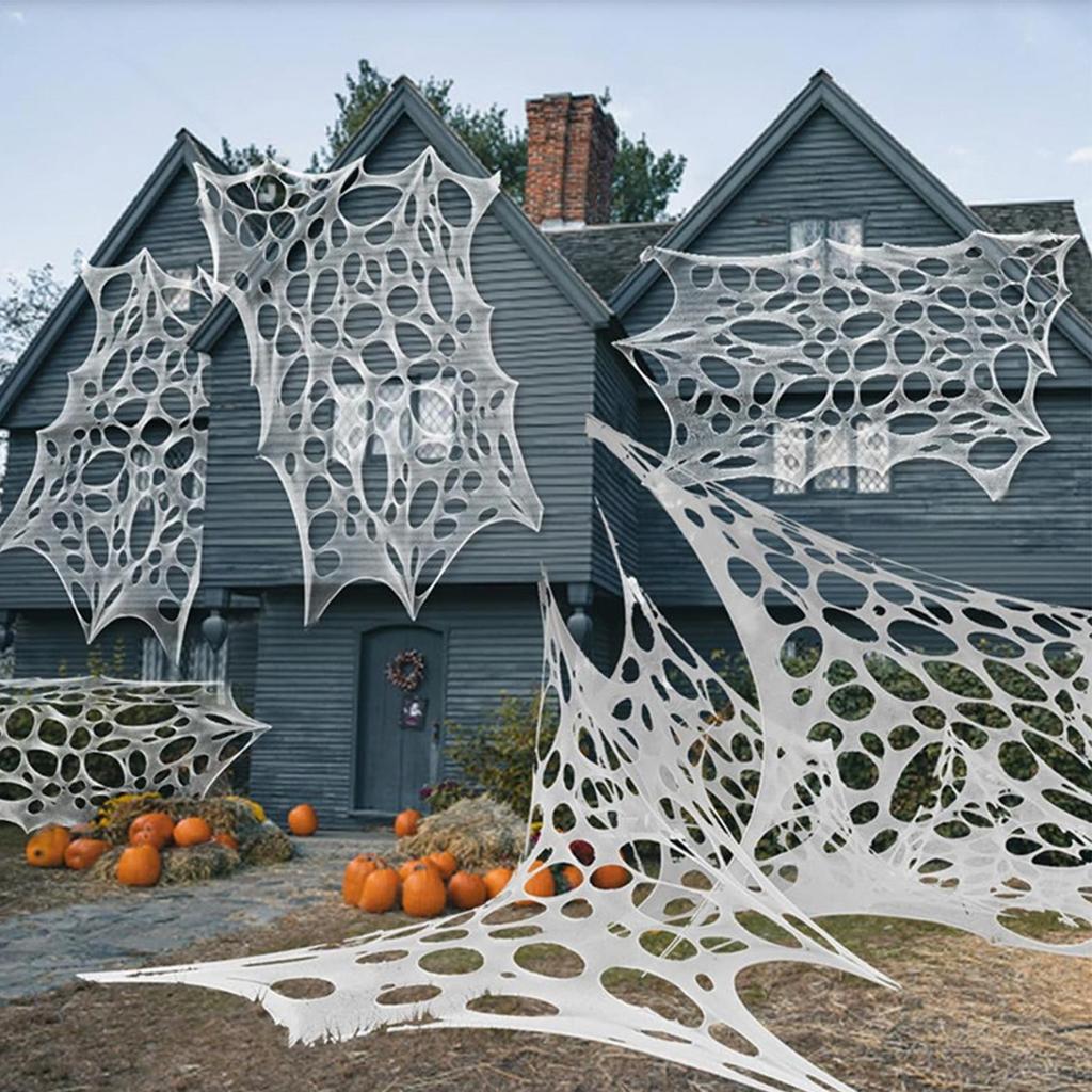 Gaza Halloweenowa Tkanina z Pajęczyną Halloweenową Dekoracja Sceny Rekwizyt Tło do Fotobudki Akcesoria Horrorowe Na Gałęzie Płot Werandę