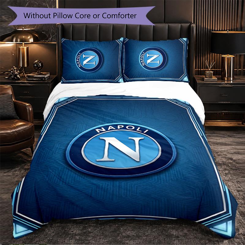 Biancheria da Letto a Tema Napoli FC Set 3 Pezzi Copripiumino Biancheria da Letto Decorativa Per Camera Adolescenti Decorazione Casa