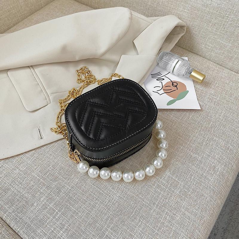 

Trendy Pearl Handheld Children s Bag Elegant Small Square Crossbody Purse For Girls чёрный