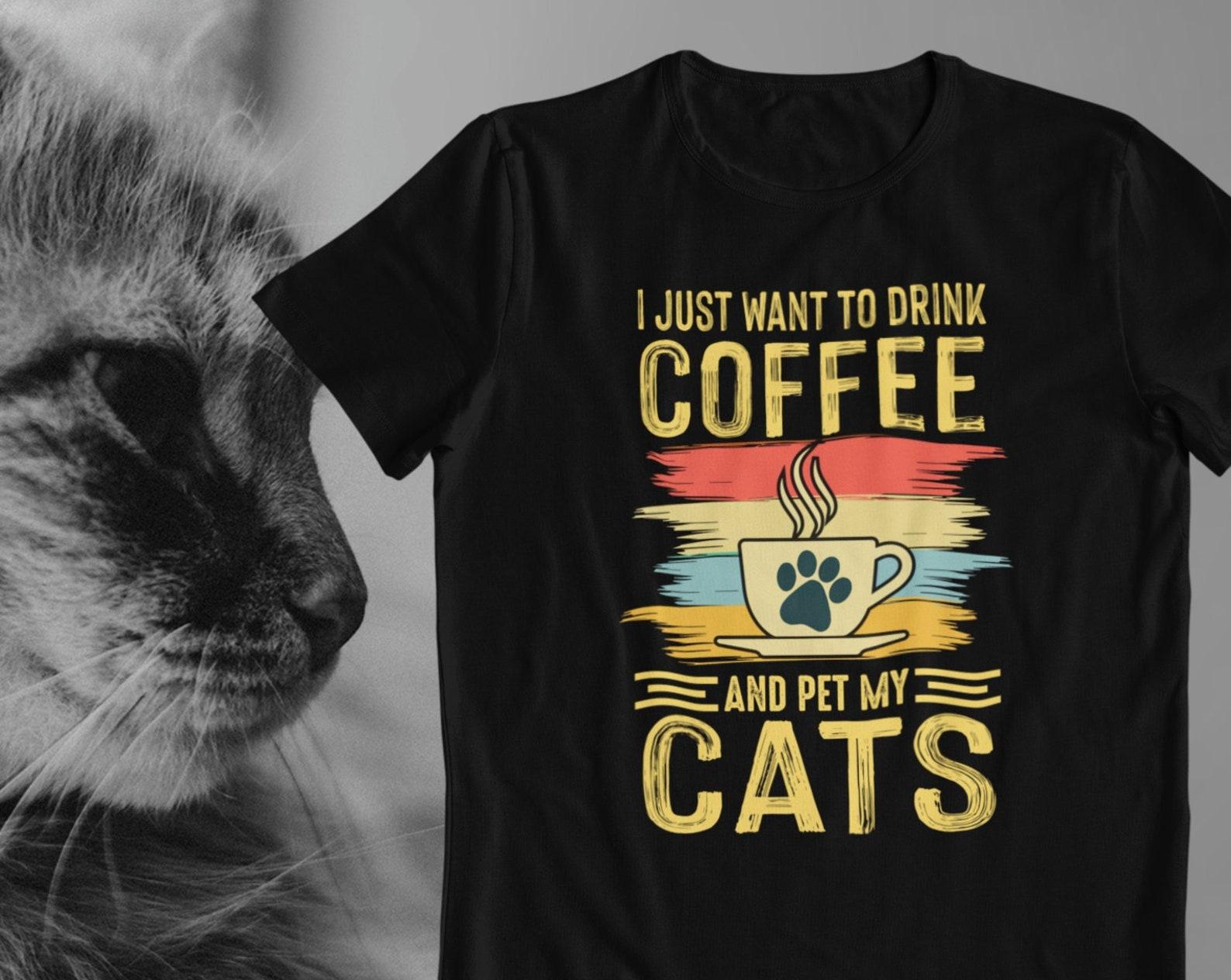 Coffee and Cats T-Shirt: Purrfect Gift for Cat Lovers 4XL