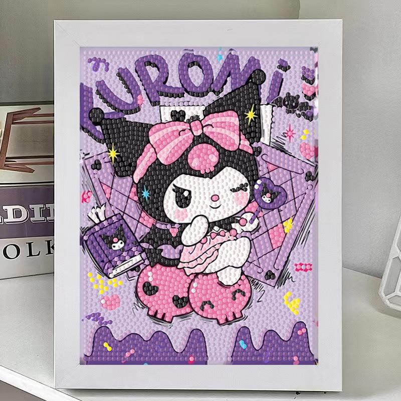 Kuromi Cartoon Diamond Painting Kit: Peace & Joy DIY Gift for Students and Kids.